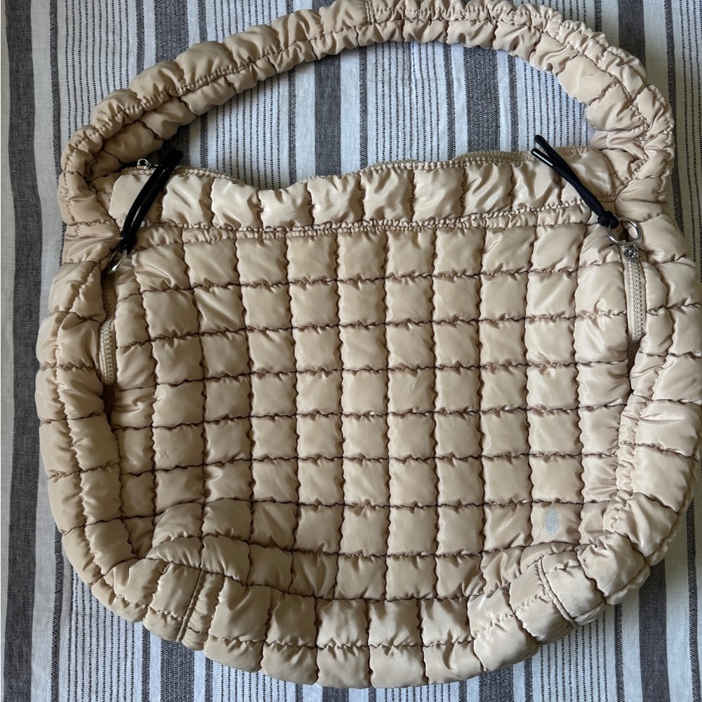 Free People Tan Quilted Carryall Bag